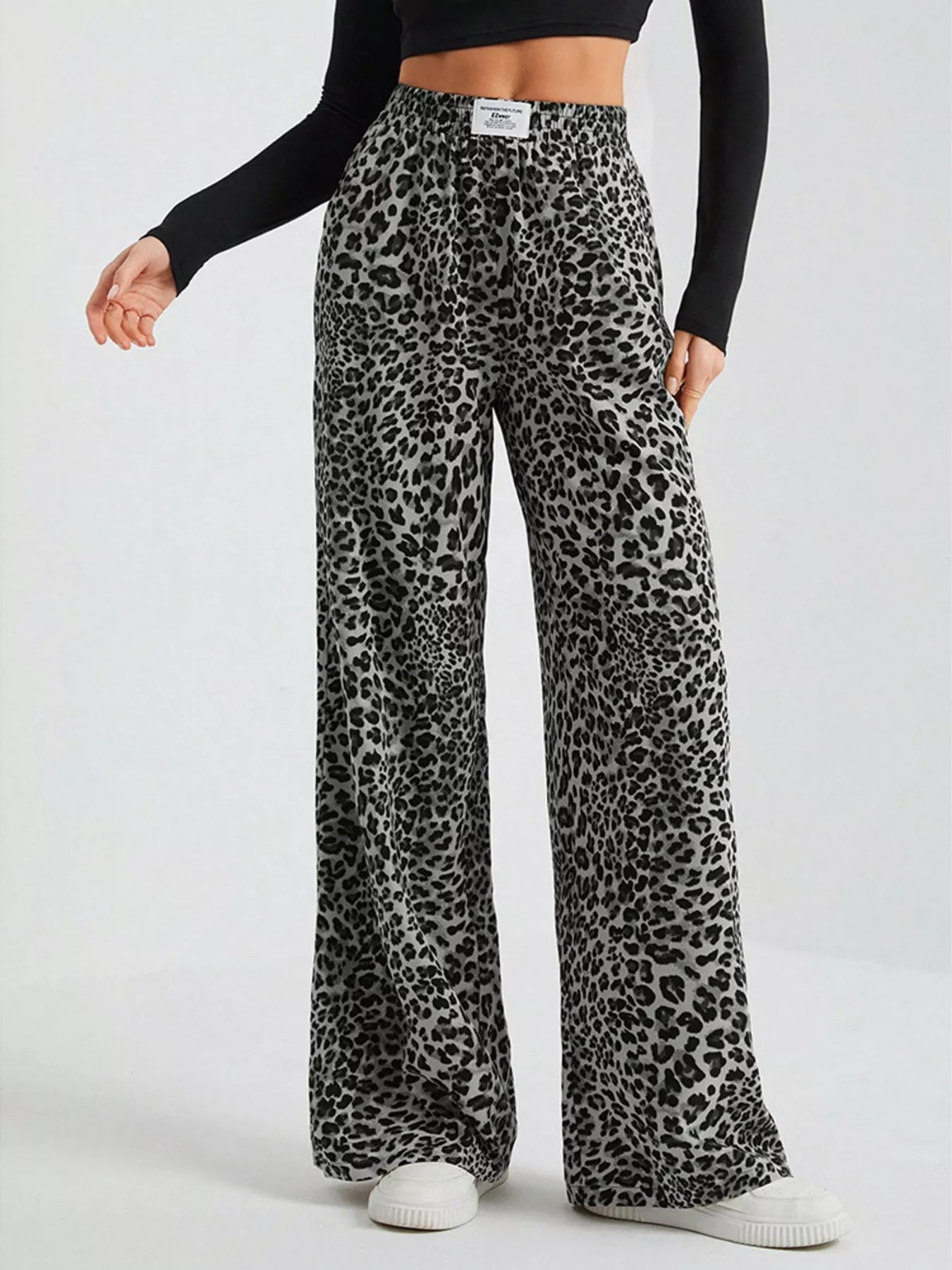 Black wide leg lounge pants women drawstring waist plus size cotton blend