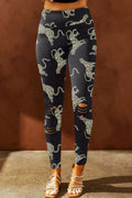 Animal print distressed high waist leggings women black leopard edgy activewear