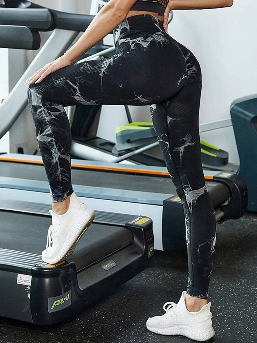Tie-dye high waist leggings women black ultra-stretch squat-proof gym