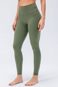 Wide waistband high waist leggings women matcha green slim fit workout